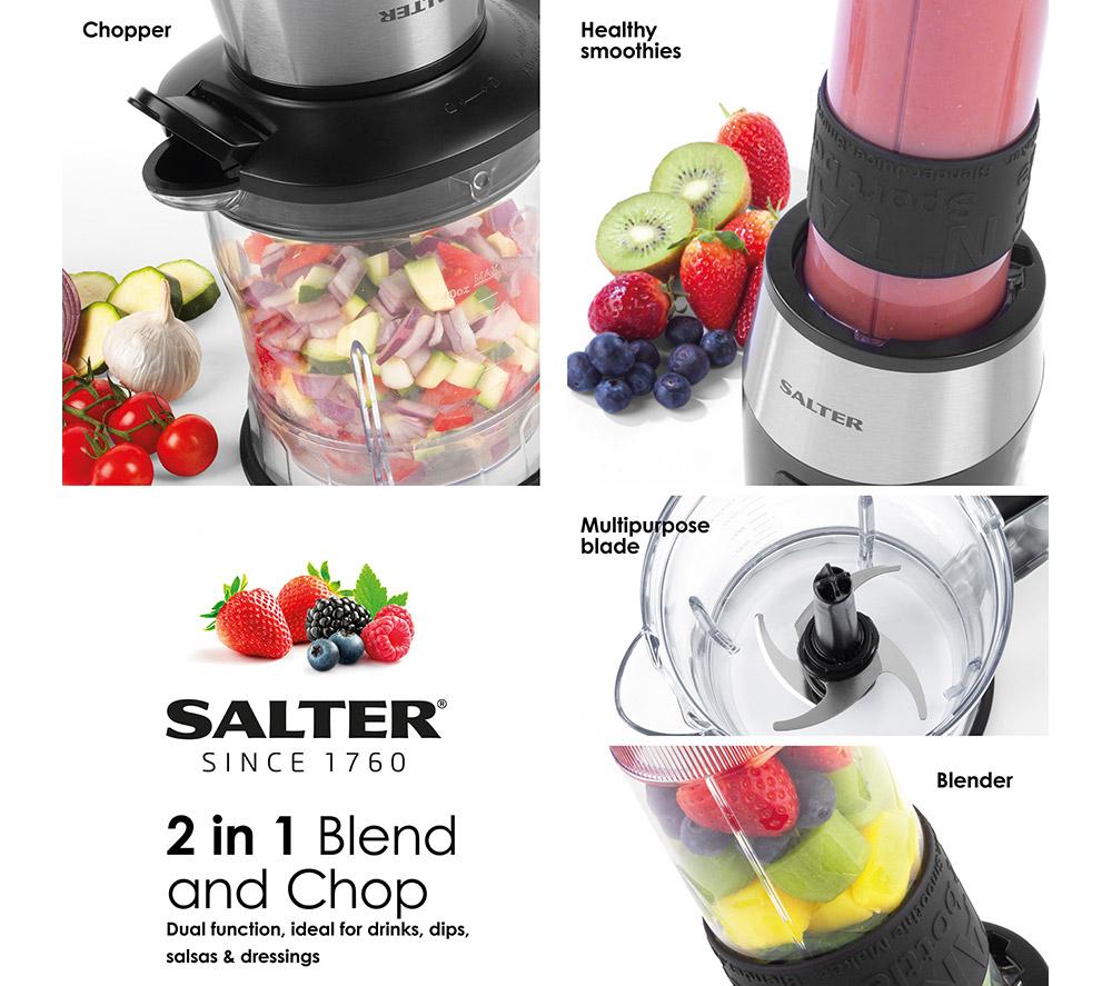 SALTER 2-in-1 EK5029 Blender & Mini Chopper - Black & Silver