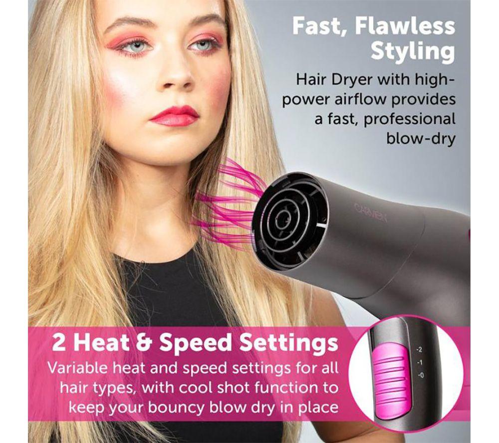 CARMEN Neon C81128 Hair Dryer, Straightener & Curling Tong Set - Grey, Purple & Black