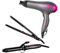 CARMEN Neon C81128 Hair Dryer, Straightener & Curling Tong Set - Grey, Purple & Black
