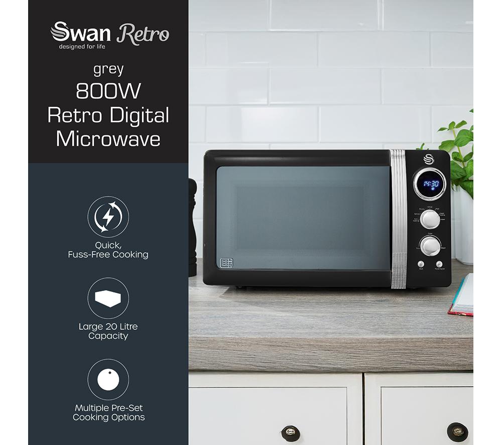SWAN Retro SM22030LBN Solo Microwave - Black