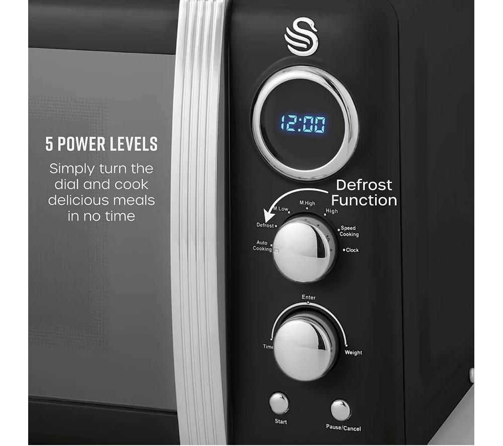 SWAN Retro SM22030LBN Solo Microwave - Black