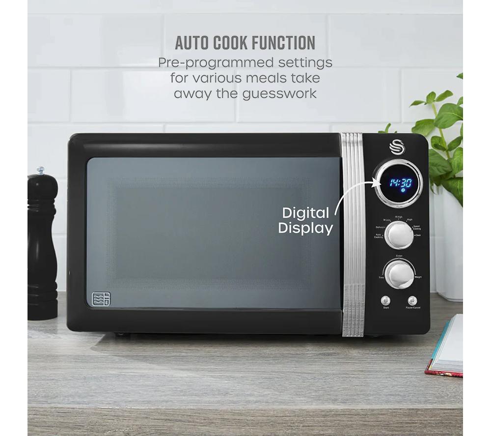 SWAN Retro SM22030LBN Solo Microwave - Black
