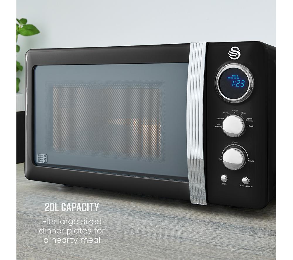 SWAN Retro SM22030LBN Solo Microwave - Black