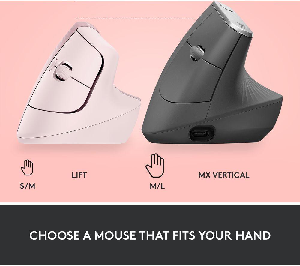 Ratón óptico ergonómico vertical LOGITECH Lift - Rosa