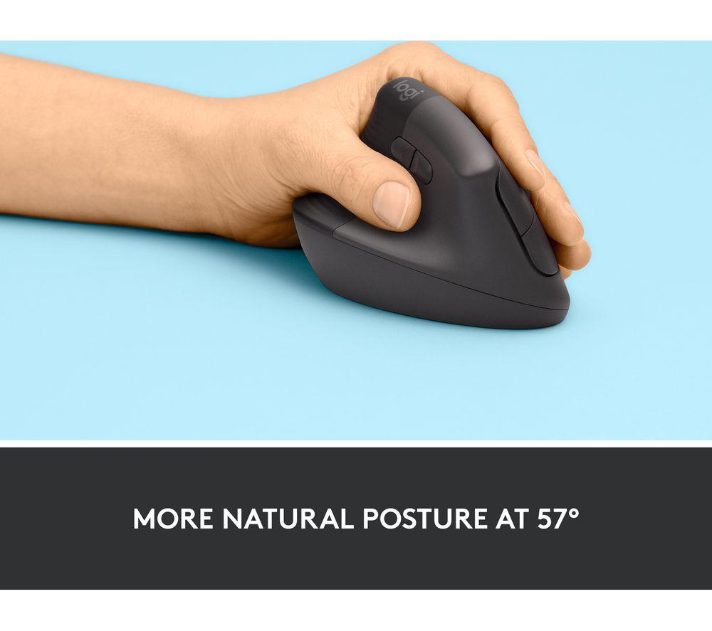 LOGITECH Lift Vertical Ergonomic Optical Mouse - Graphite, Left-Handed