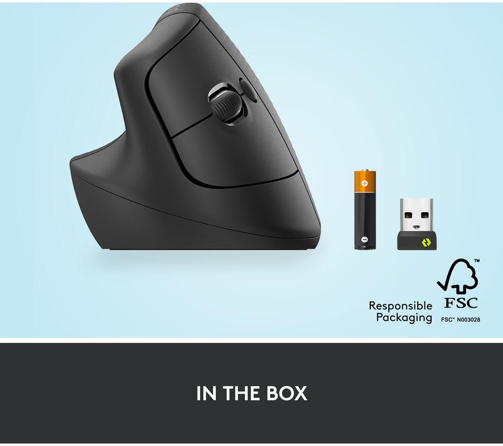 Ratón óptico ergonómico vertical LOGITECH Lift - Grafito, para zurdos