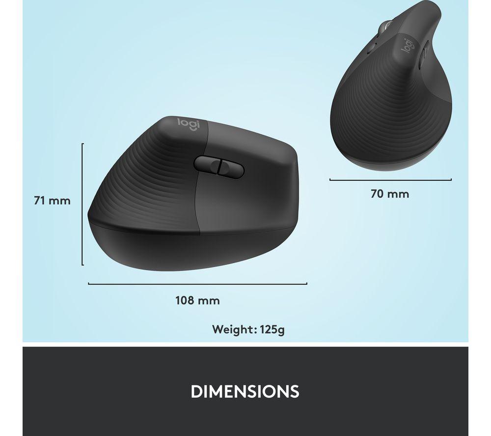 Ratón óptico ergonómico vertical LOGITECH Lift - Grafito, para zurdos