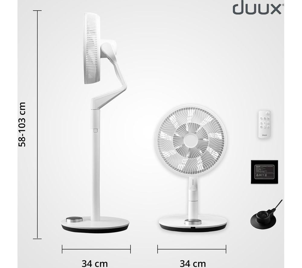 DUUX Whisper Flex Ultimate DXCF15UK 13.8” Smart Cordless Pedestal Fan with Battery Pack - White
