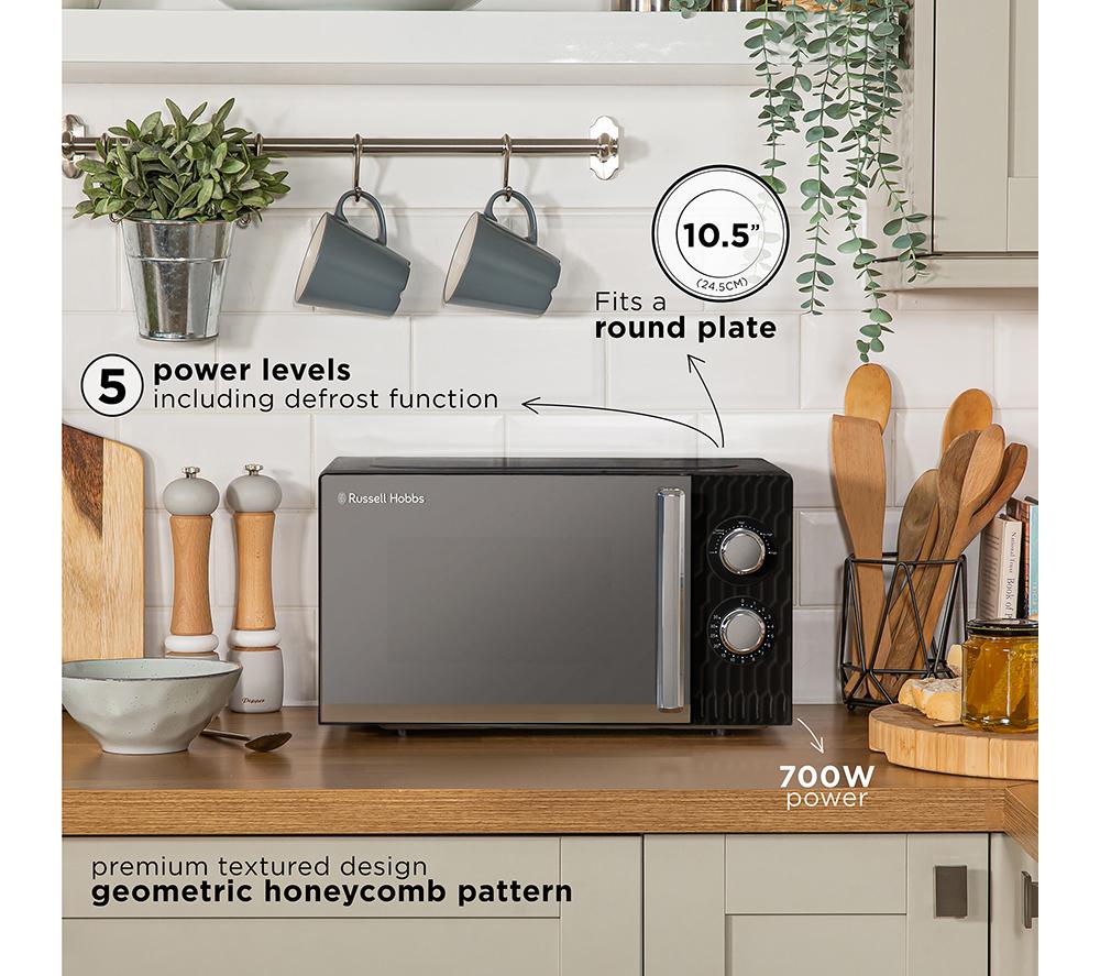 RUSSELL HOBBS Honeycomb RHMM715B Compact Solo Microwave - Black