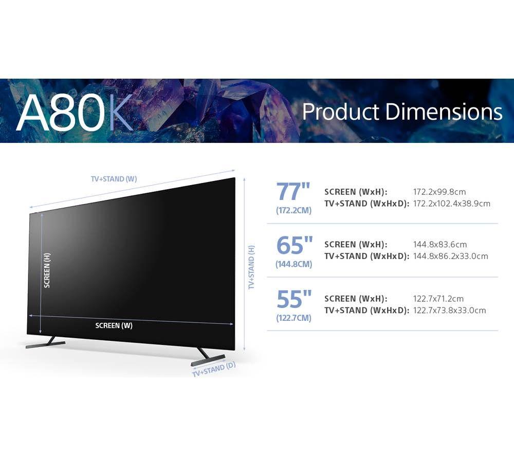 SONY BRAVIA XR A80K 65 inch OLED 4K HDR Google TV - XR65A80KU