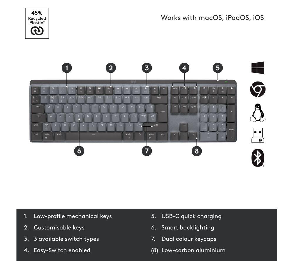 Teclado mecánico inalámbrico LOGITECH MX - Grafito