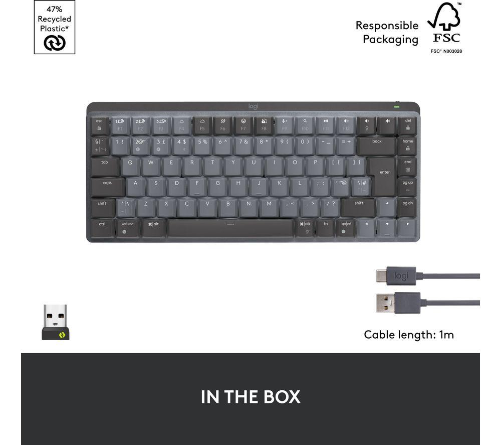 Teclado inalámbrico silencioso táctil Logitech MX Mechanical Mini - Grafito