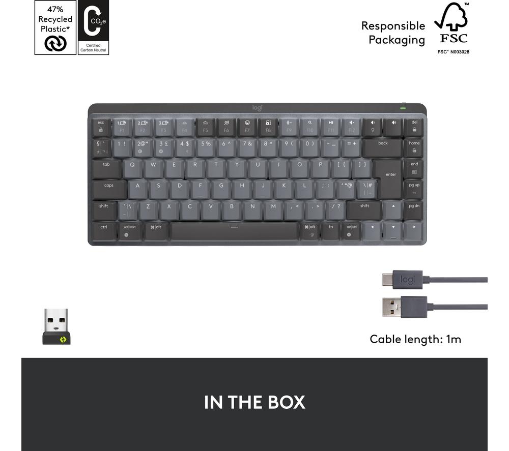 Teclado inalámbrico silencioso táctil Logitech MX Mechanical Mini - Grafito