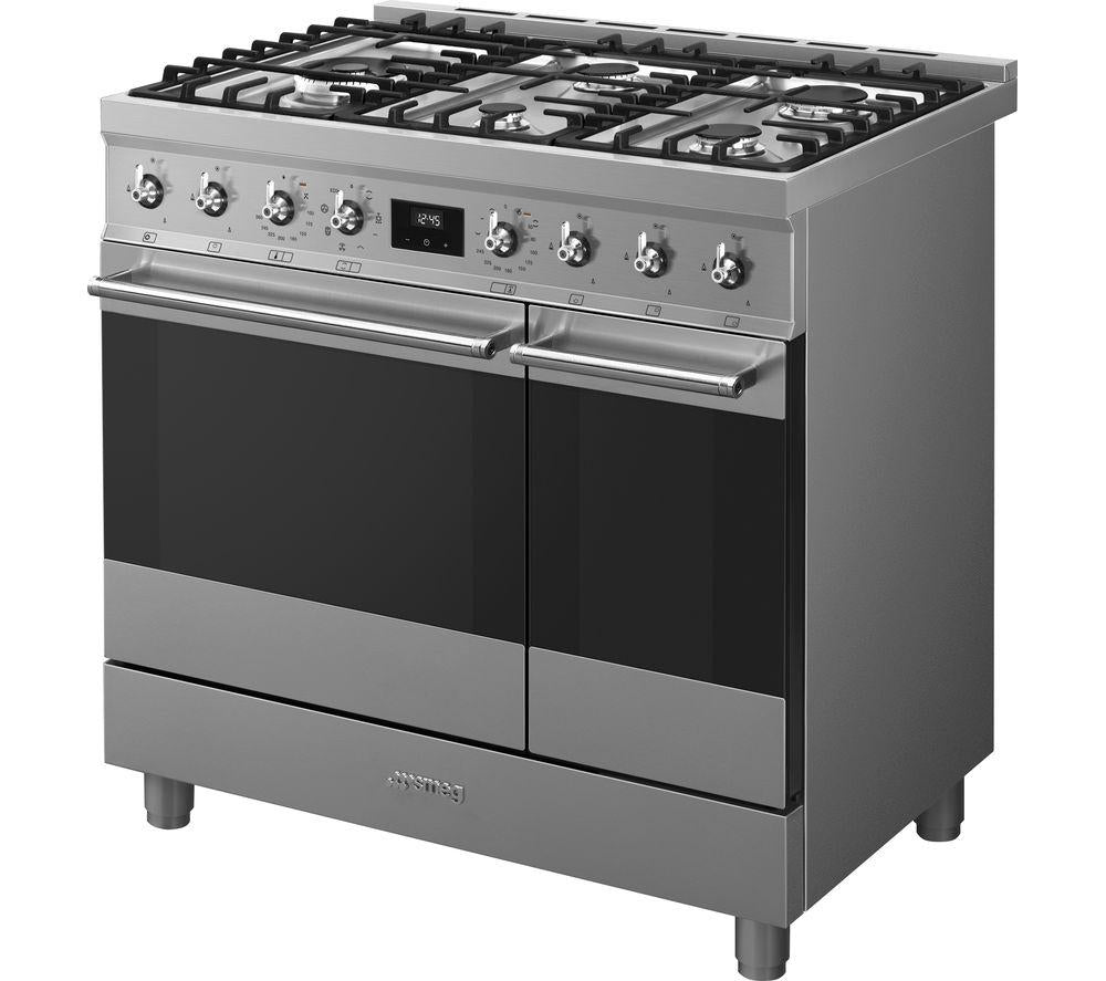 Cocina de doble combustible SMEG C92GMX2 90 - Acero inoxidable