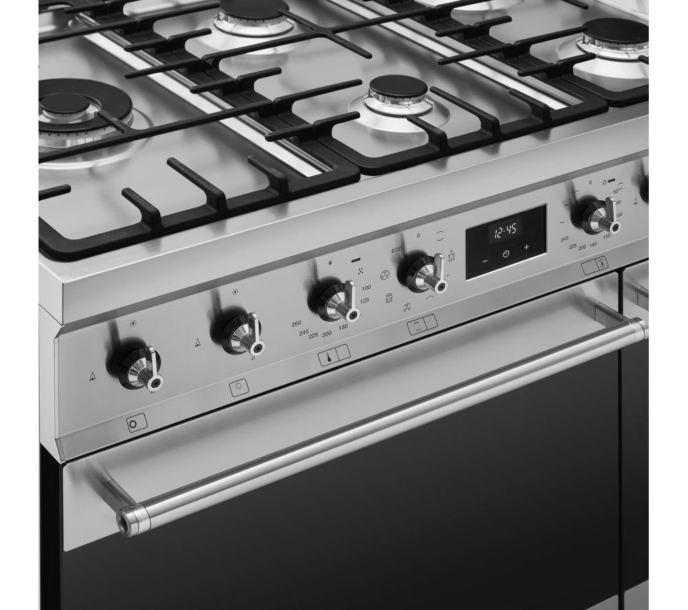 Cocina de doble combustible SMEG C92GMX2 90 - Acero inoxidable