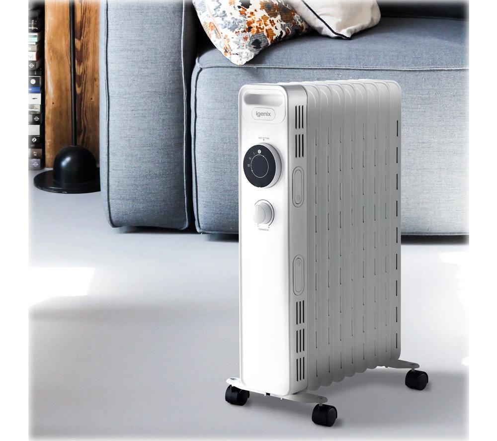 IGENIX IG2620 Portable Oil-Filled Radiator - White
