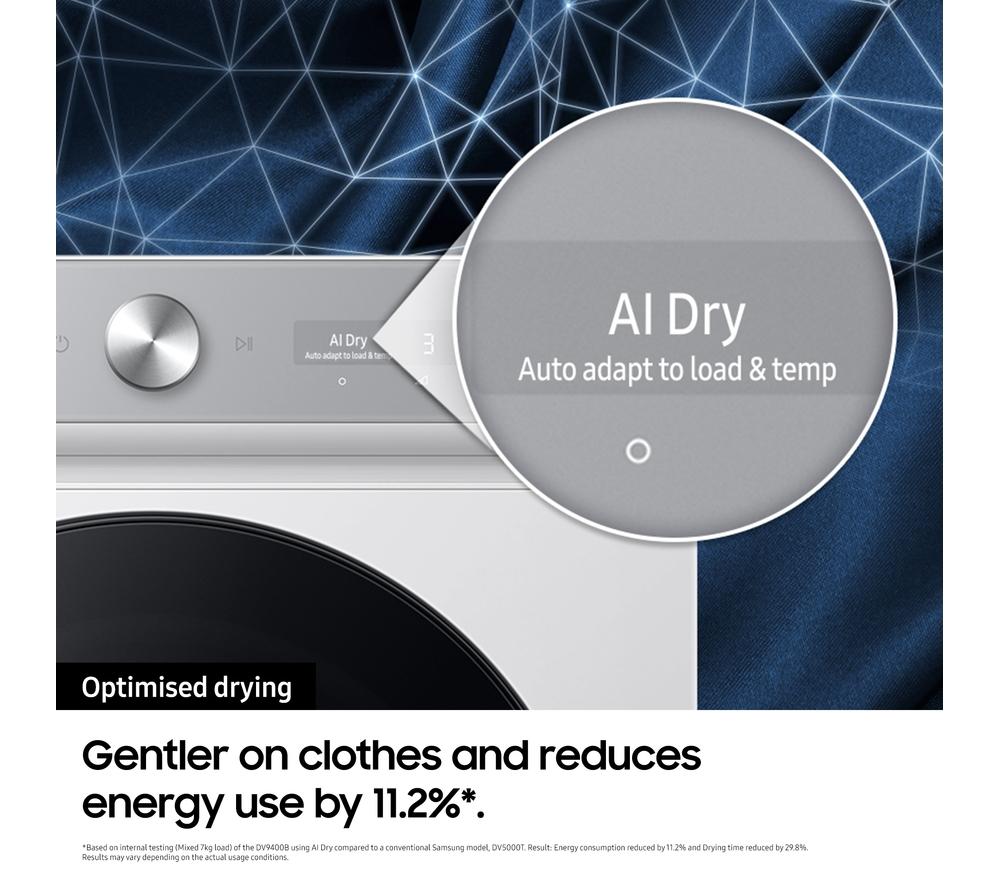SAMSUNG Bespoke Series 8 AI Energy DV90BB9445GB/S1 WiFi-enabled 9 kg Heat Pump Tumble Dryer - Black