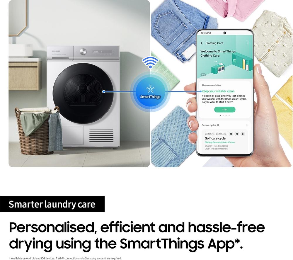 SAMSUNG Bespoke Series 8 AI Energy DV90BB9445GB/S1 WiFi-enabled 9 kg Heat Pump Tumble Dryer - Black