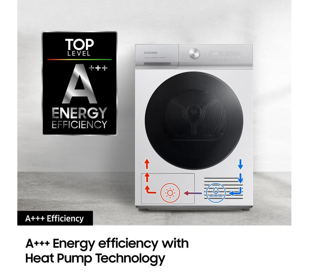 SAMSUNG Series Bespoke Series 8 AI Energy DV90BB9445GH/S1 WiFi-enabled 9 kg Heat Pump Tumble Dryer - White