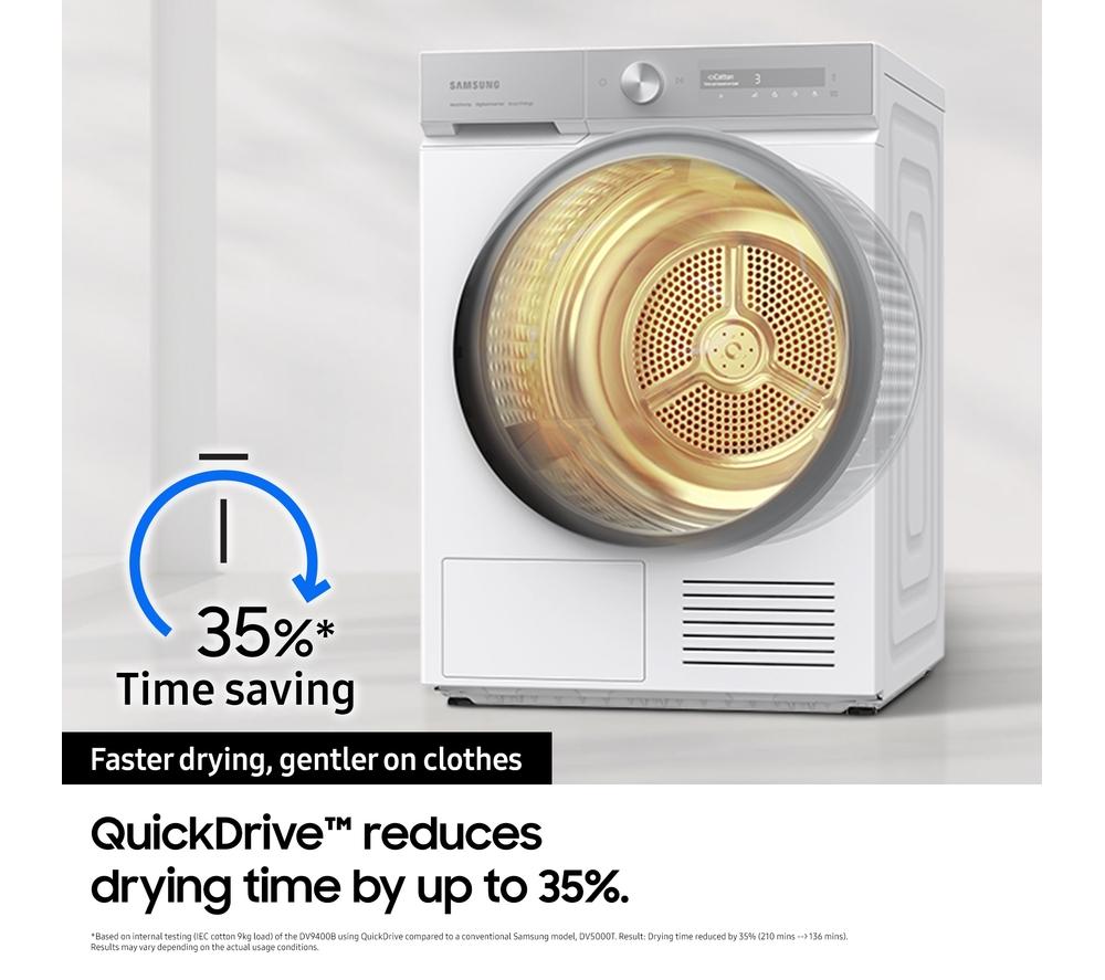 SAMSUNG Series Bespoke Series 8 AI Energy DV90BB9445GH/S1 WiFi-enabled 9 kg Heat Pump Tumble Dryer - White