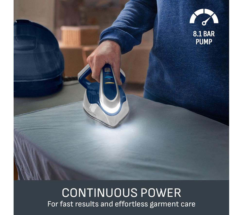 TEFAL Pro Express Vision GV9812 High Pressure Steam Generator Iron - Blue & White