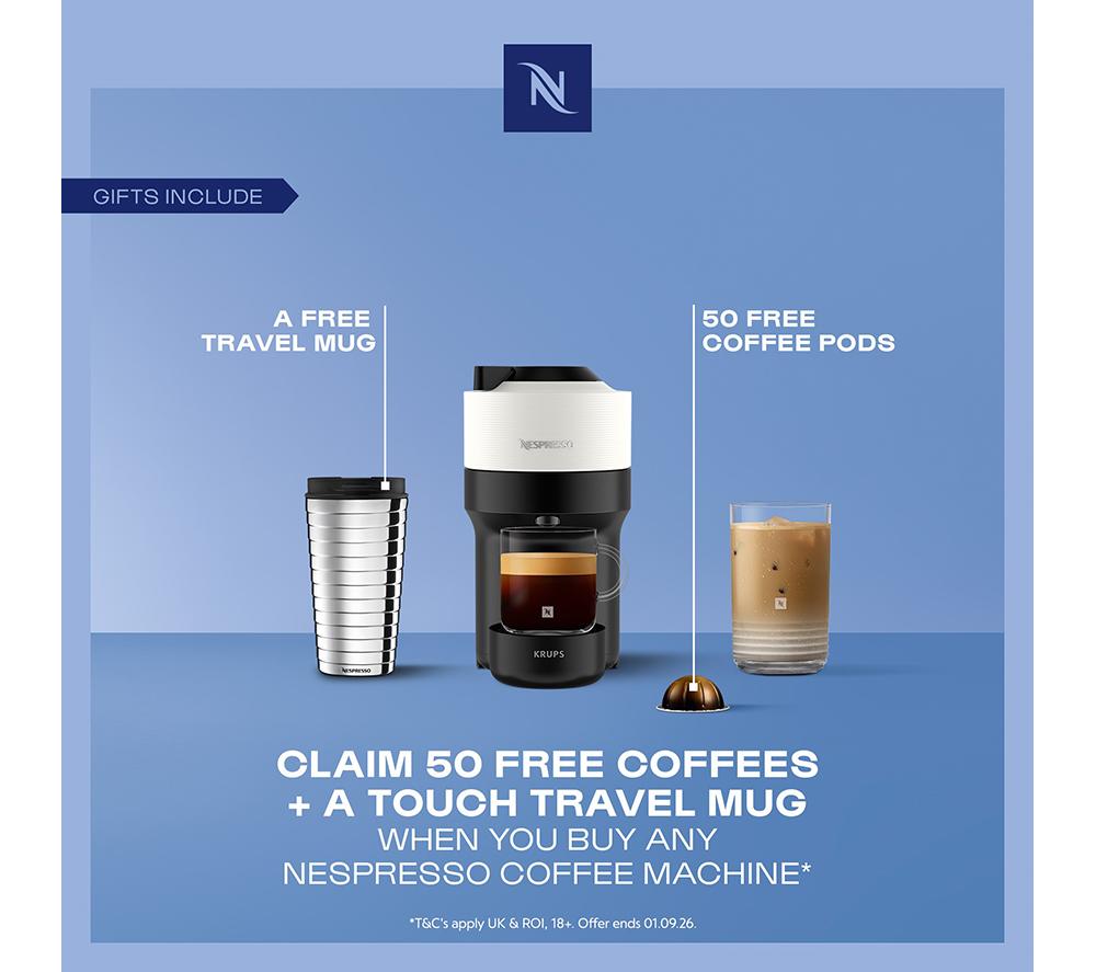 Cafetera inteligente NESPRESSO by Krups Vertuo Pop XN920440 - Blanco