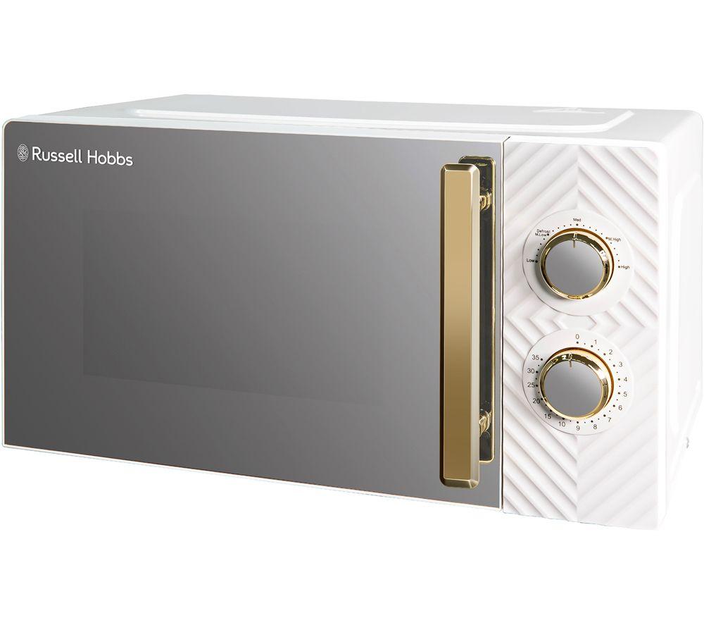 RUSSELL HOBBS Groove RHMM723 Compact Solo Microwave - White & Gold
