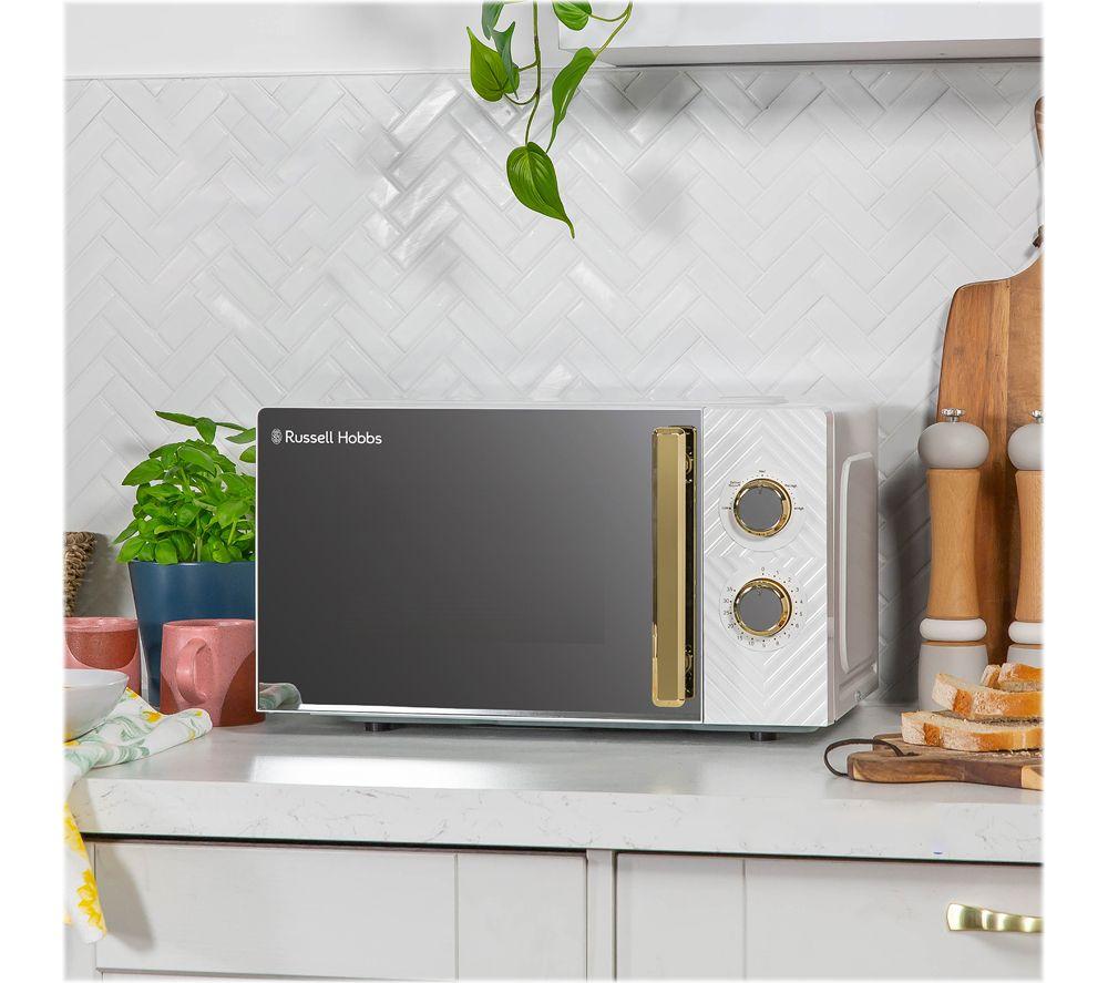RUSSELL HOBBS Groove RHMM723 Compact Solo Microwave - White & Gold