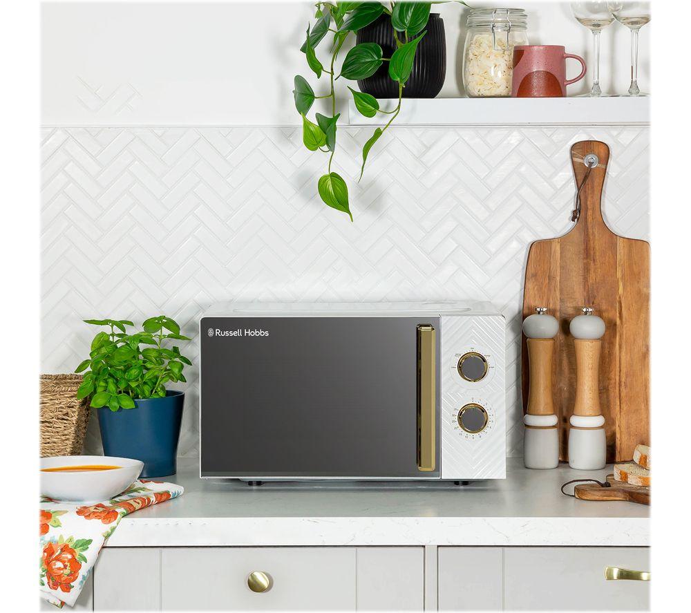 RUSSELL HOBBS Groove RHMM723 Compact Solo Microwave - White & Gold