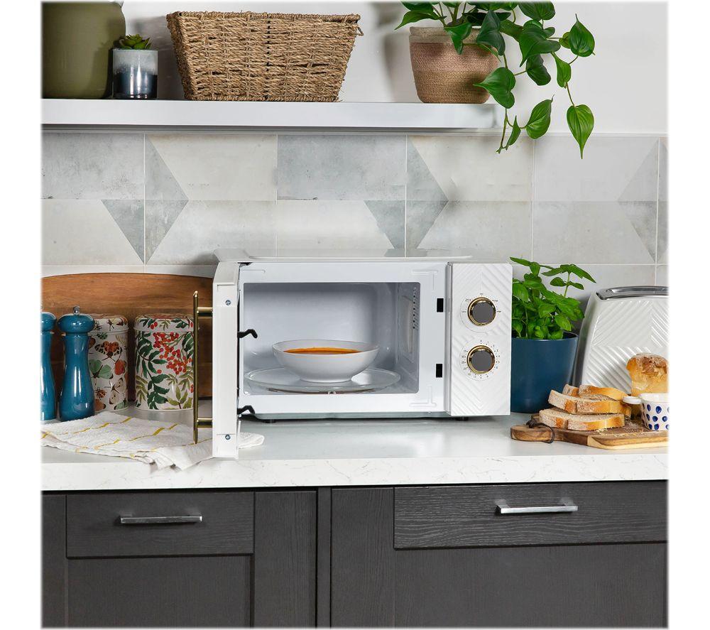RUSSELL HOBBS Groove RHMM723 Compact Solo Microwave - White & Gold