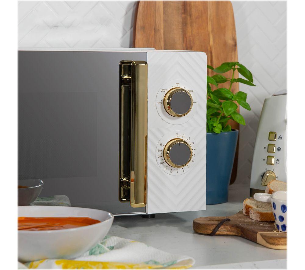 RUSSELL HOBBS Groove RHMM723 Compact Solo Microwave - White & Gold