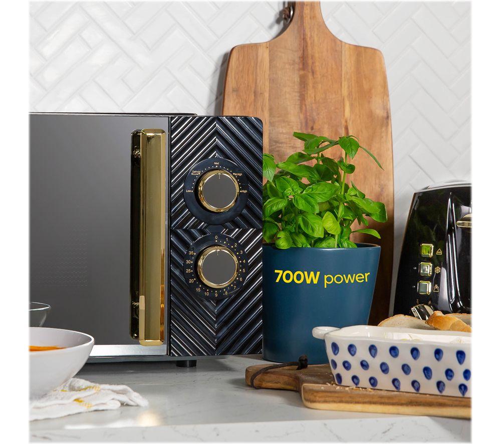 RUSSELL HOBBS Groove RHMM723B Compact Solo Microwave - Black & Gold