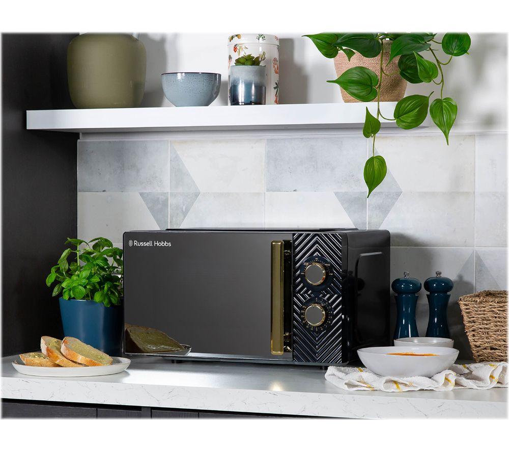RUSSELL HOBBS Groove RHMM723B Compact Solo Microwave - Black & Gold