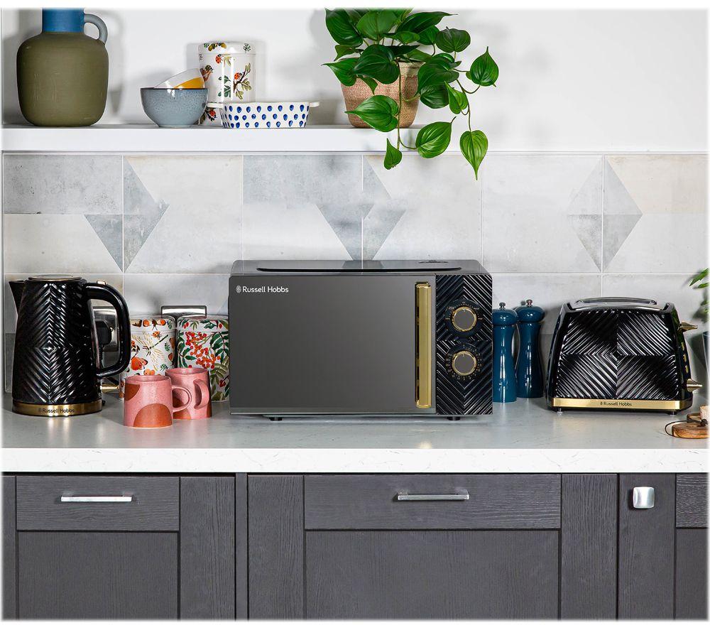 RUSSELL HOBBS Groove RHMM723B Compact Solo Microwave - Black & Gold
