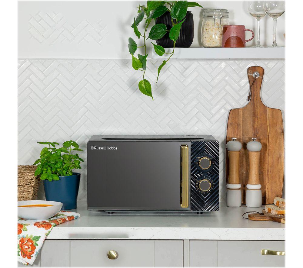 RUSSELL HOBBS Groove RHMM723B Compact Solo Microwave - Black & Gold