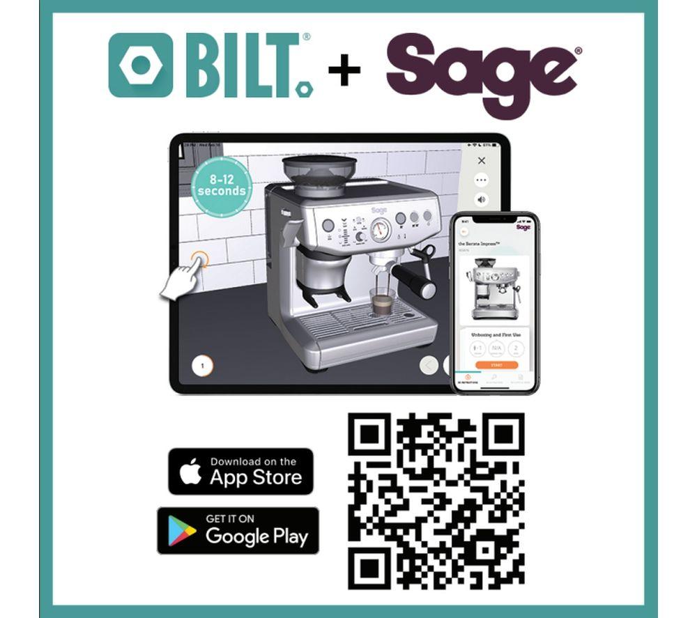 SAGE The Barista Express Impress SES876 Espressomaschine mit integriertem Mahlwerk – Edelstahl