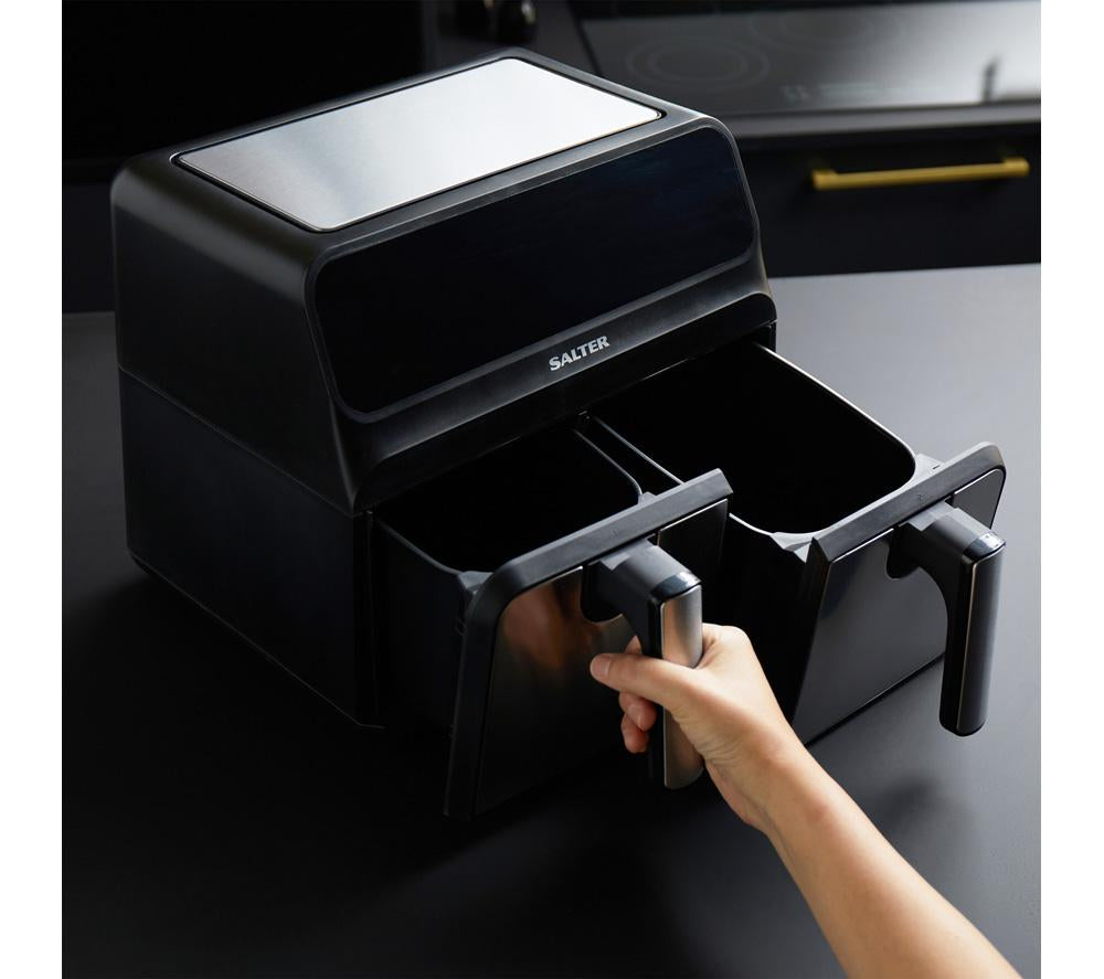 SALTER 5196 7.4L Dual Air Fryer Pro - Black & Stainless Steel