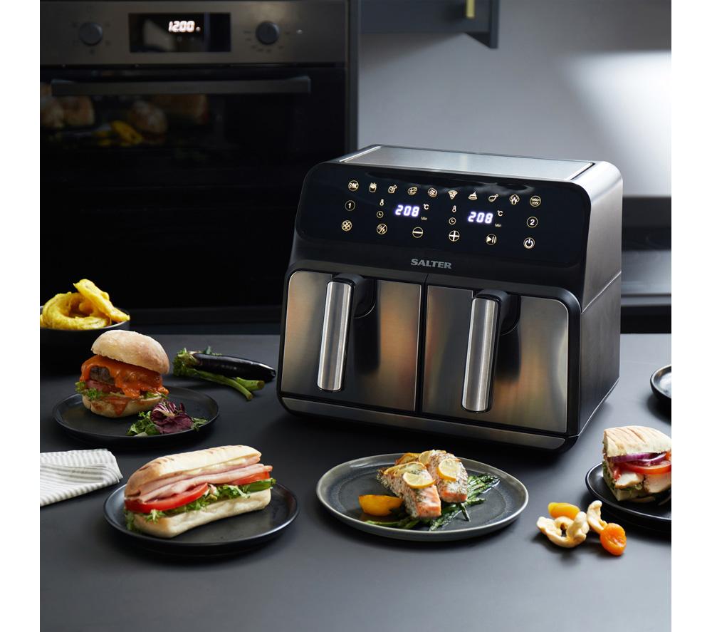 SALTER 5196 7.4L Dual Air Fryer Pro - Black & Stainless Steel