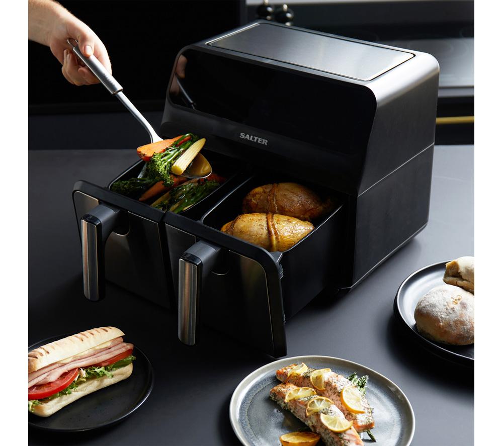 SALTER 5196 7.4L Dual Air Fryer Pro - Black & Stainless Steel