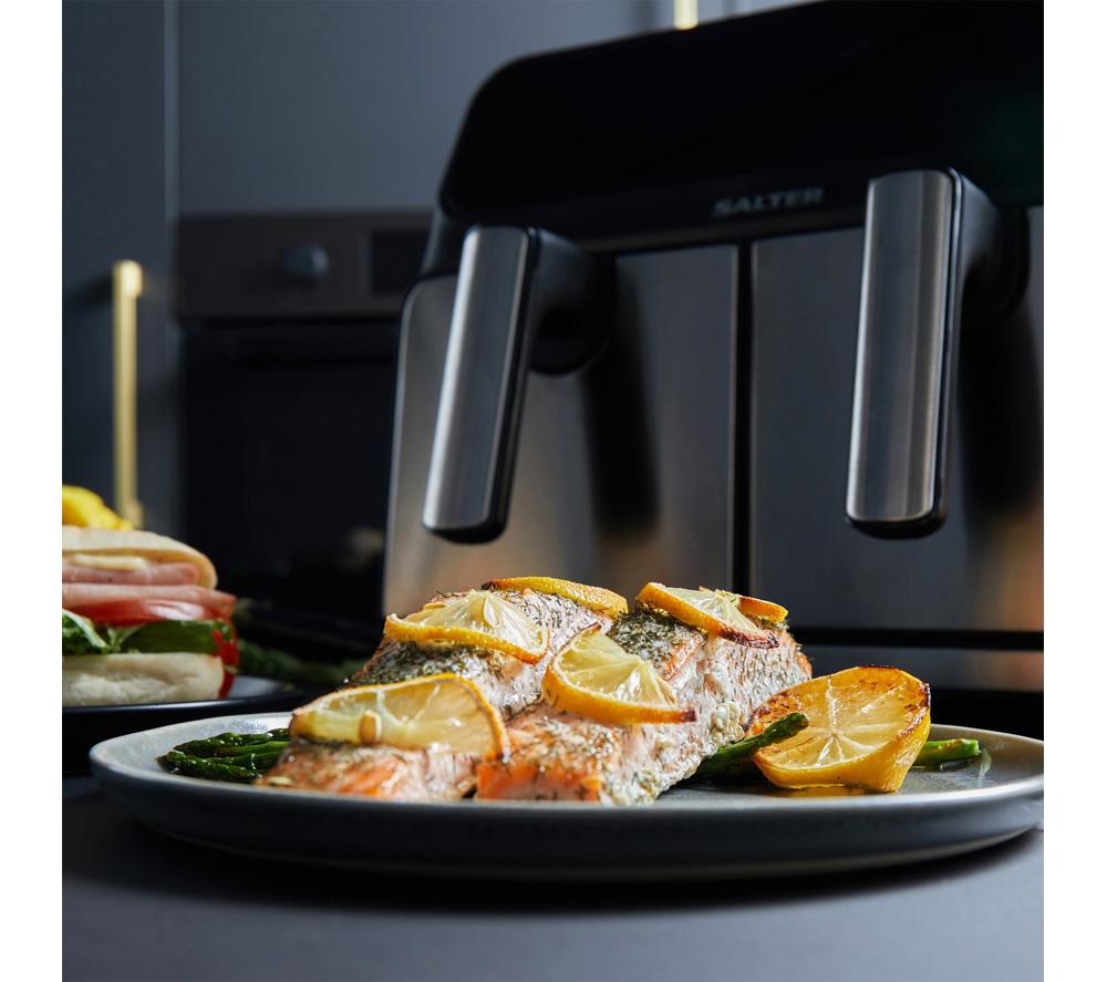 SALTER 5196 7.4L Dual Air Fryer Pro - Black & Stainless Steel