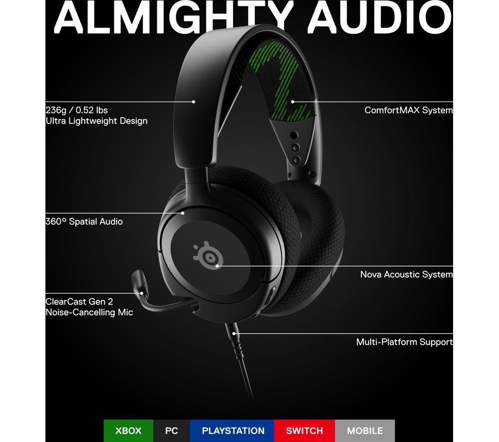 STEELSERIES Arctis Nova 1X 7.1 Gaming Headset - Black & Green