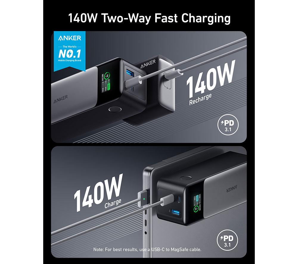 ANKER 24000 mAh 140W Portable Power Bank - Black