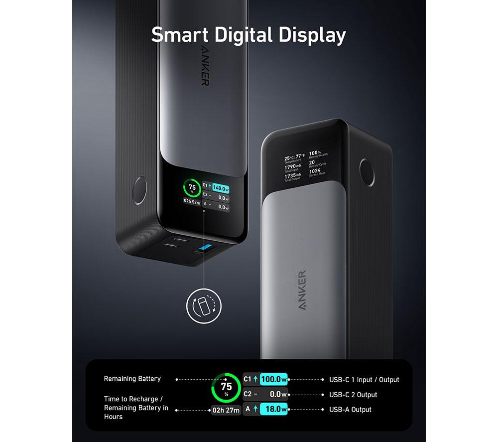 ANKER 24000 mAh 140W Portable Power Bank - Black