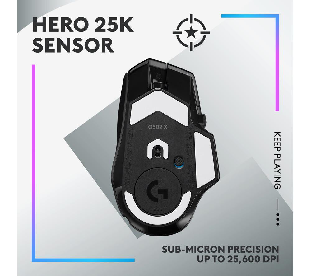 Ratón inalámbrico óptico para videojuegos Logitech G502 X Plus Lightspeed - Negro