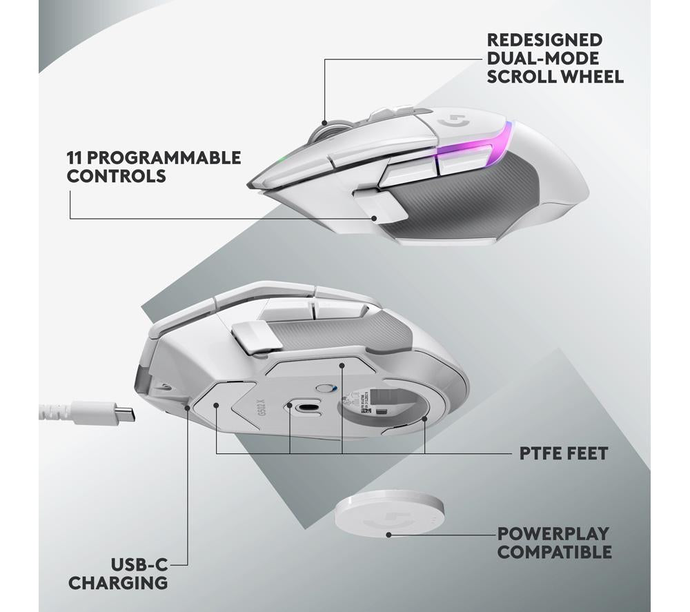 Ratón óptico inalámbrico para gaming LOGITECH G502 X Plus Lightspeed - Blanco