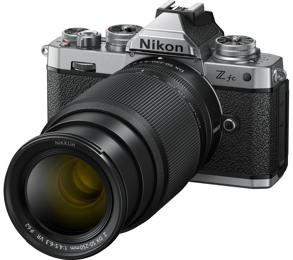 NIKON Z fc Mirrorless Camera with NIKKOR Z DX 16-50 mm f/3.5-6.3 VR & 50-250 mm f/4.5-6.3 VR Lens - Silver