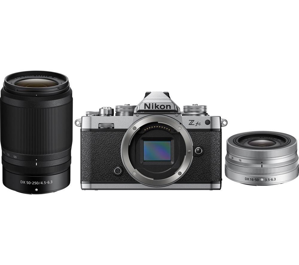NIKON Z fc Mirrorless Camera with NIKKOR Z DX 16-50 mm f/3.5-6.3 VR & 50-250 mm f/4.5-6.3 VR Lens - Silver