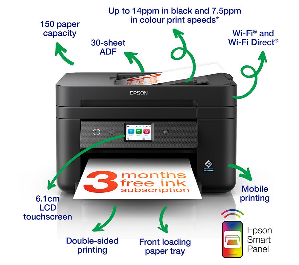 EPSON WorkForce WF-2960DWF All-in-One Wireless Inkjet Printer with Fax