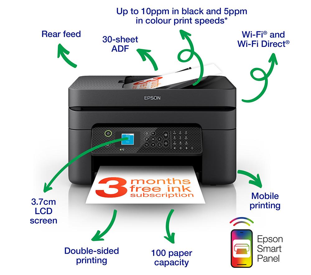 EPSON WorkForce WF-2930DWF All-in-One Wireless Inkjet Printer with Fax