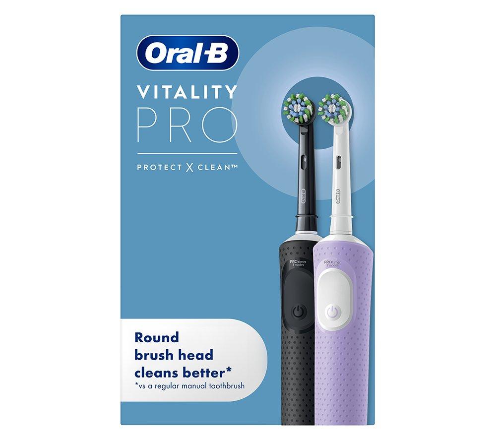 ORAL-B Vitality Pro Electric Toothbrush - Pack of 2, Black & Lilac